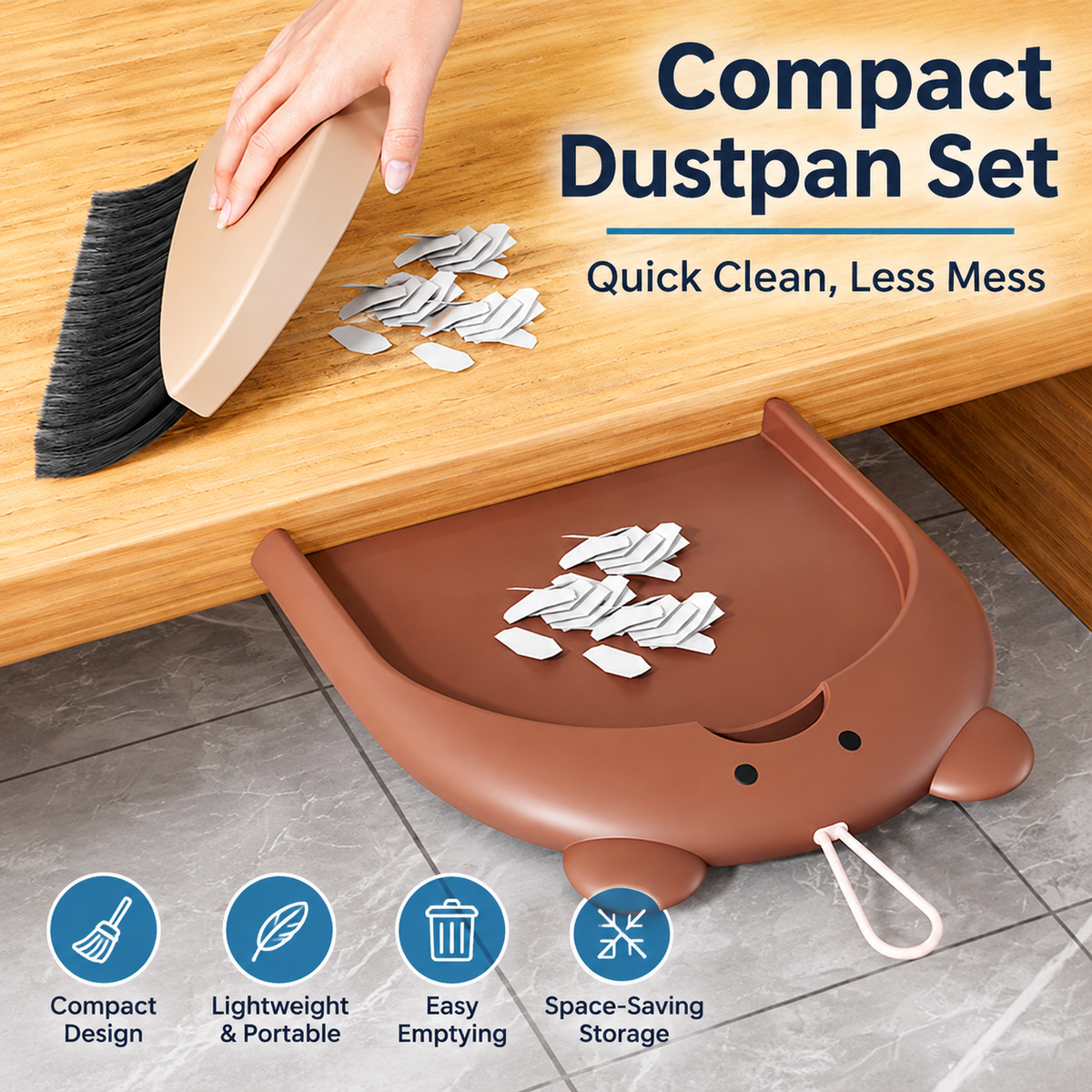Mini Desktop Broom and Dustpan Set – Cute Bear Design
