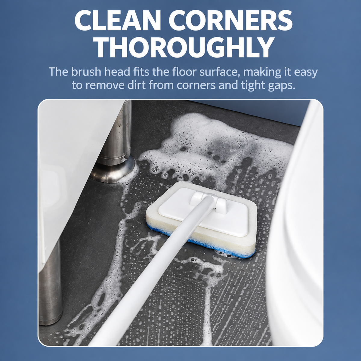Long Handle Bathtub Cleaning Sponge Brush – Multi-Purpose Bathroom Scrubber with Replaceable Head