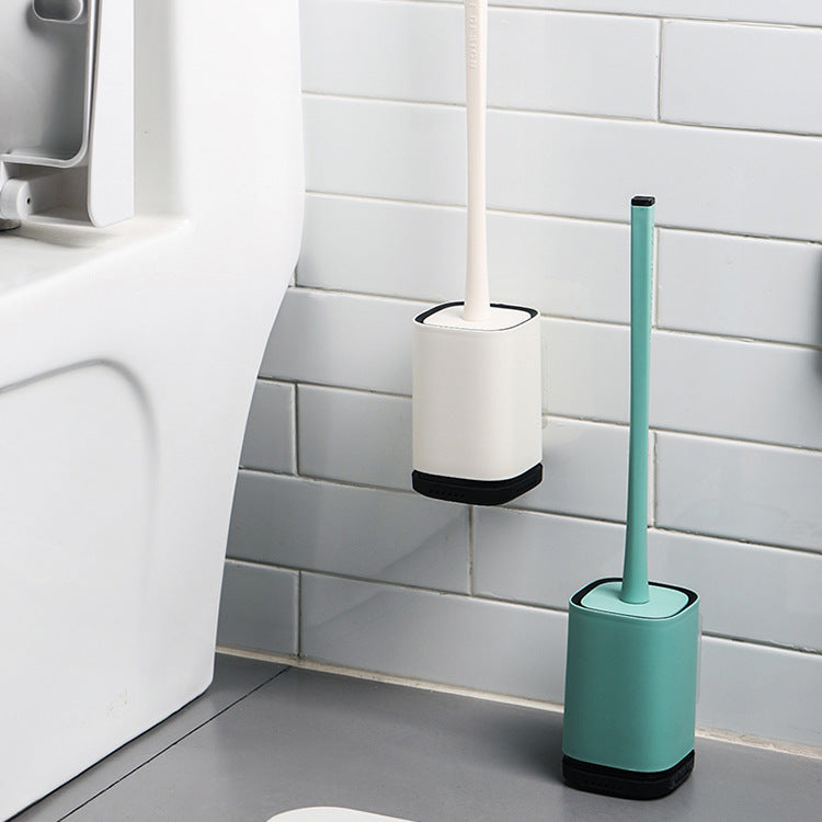 Silicone Toilet Brush with Holder – Long Handle Bathroom Cleaning Brush Set