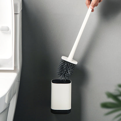 Silicone Toilet Brush with Holder – Long Handle Bathroom Cleaning Brush Set