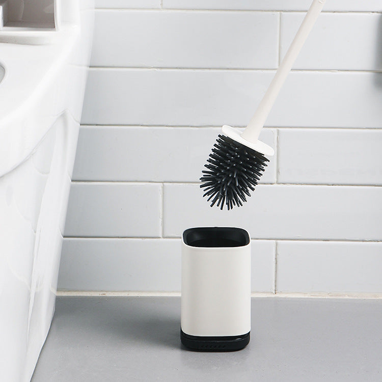 Silicone Toilet Brush with Holder – Long Handle Bathroom Cleaning Brush Set
