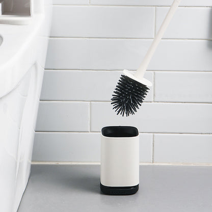Silicone Toilet Brush with Holder – Long Handle Bathroom Cleaning Brush Set