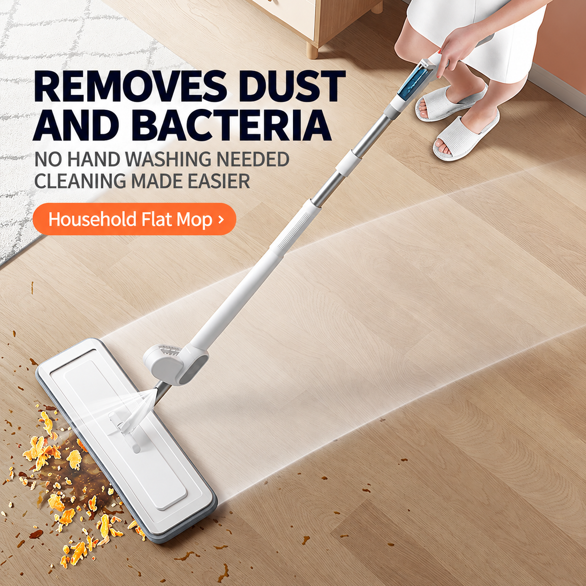 Spray Flat Mop with Microfiber Pads – Hands-Free Wet & Dry Floor Cleaning System