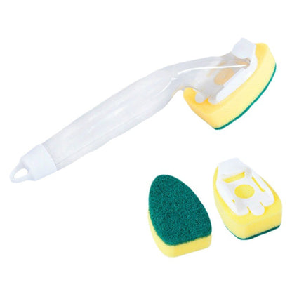 Soap Dispensing Dish Brush with 2 Replaceable Sponge Heads