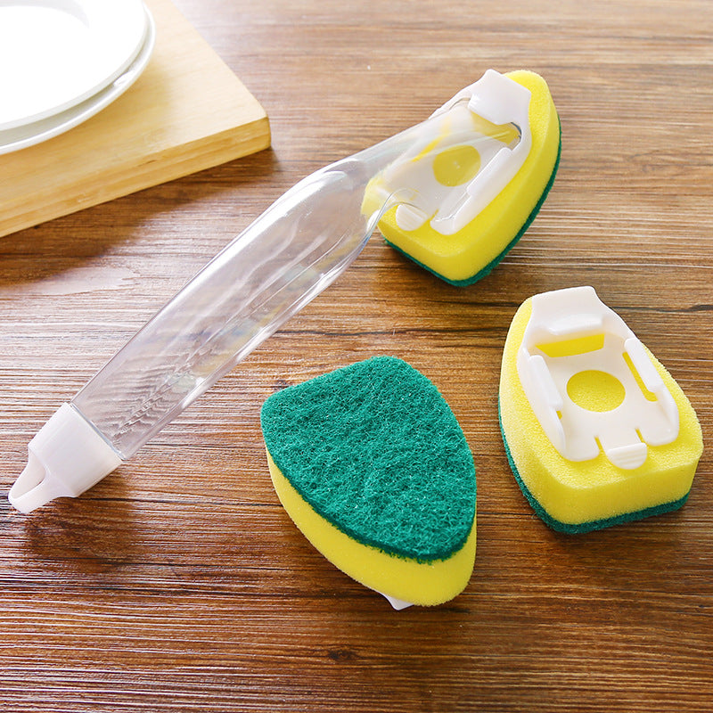 Soap Dispensing Dish Brush with 2 Replaceable Sponge Heads