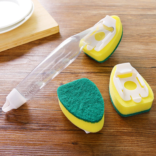 Soap Dispensing Dish Brush with 2 Replaceable Sponge Heads
