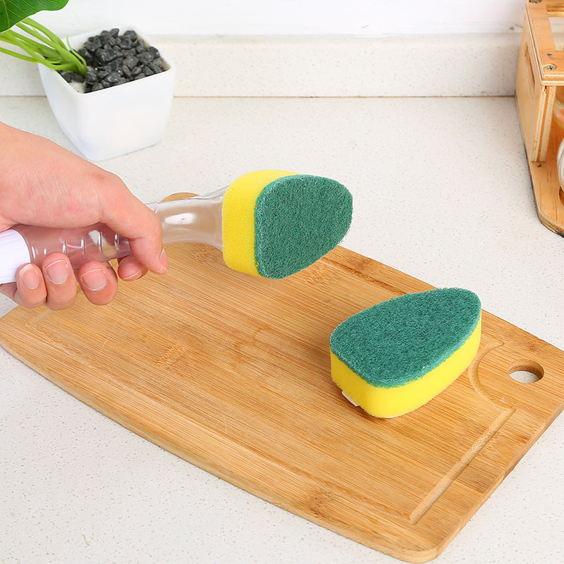 Soap Dispensing Dish Brush with 2 Replaceable Sponge Heads