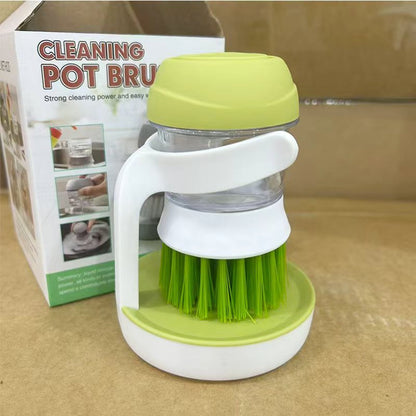 Soap Dispensing Dish Brush – Press-to-Dispense Kitchen Cleaning Scrubber