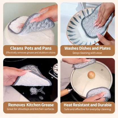 Dual-Sided Kitchen Cleaning Sponge Cloth – Multi-Purpose Dishwashing Scrub Pad