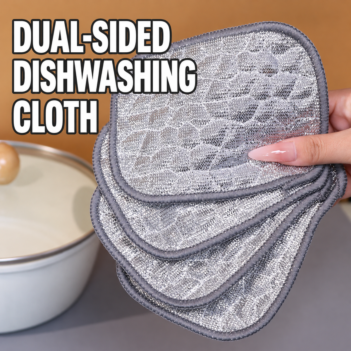 Dual-Sided Kitchen Cleaning Sponge Cloth – Multi-Purpose Dishwashing Scrub Pad
